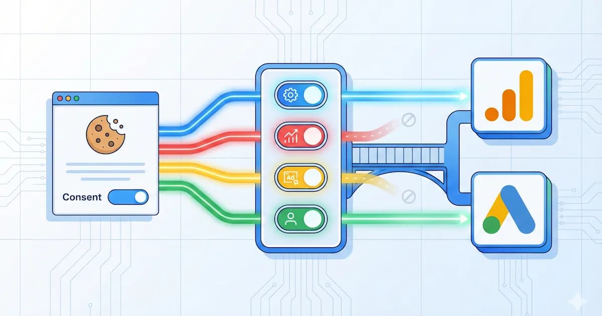 Google Tag Manager consent settings dashboard showing Consent Mode v2 configuration